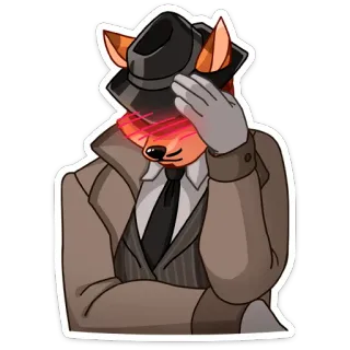 🤦‍♀️ raposa, detetive, chapéu, terno, agente secreto, desenho animado telegram sticker