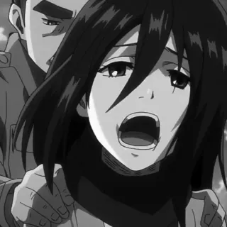 🗡 Mikasa Ackerman Attack on Titan anime, attack on titan, mikasa ackerman, violência, triste, chorando, militar telegram sticker
