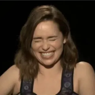 😂 Emilia Clarke, Attrice, Celebrità, Donna, Ritratto, Sorriso, Ridere telegram sticker
