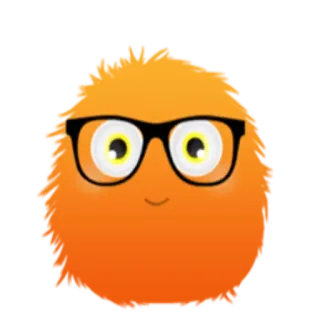 🤓 arancione, peloso, mascotte, cartone animato, occhiali, nerd, carino, adesivo telegram sticker