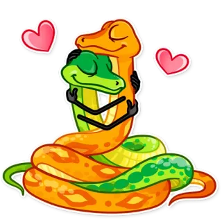 👐 cobras, amor, corações, fofo, desenho animado telegram sticker