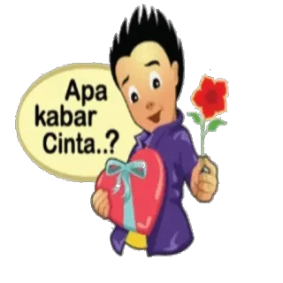 🌹 Apa kabar Cinta..? Gruß, Liebe, Blume, Geschenk, Cartoon, Figur whatsapp sticker