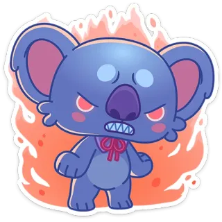 🔥 コアラ, 怒り, 漫画, 動物, 可愛い, 火, ステッカー telegram sticker