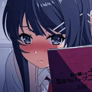 😳 私の隣には気まぐれスイーツヨ 动漫, 女孩, 书, 校服, 可爱 telegram sticker