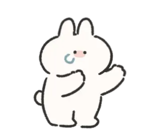 🍰 thỏ, dễ thương, kawaii, thỏ con, vẫy tay, hoạt hình telegram sticker