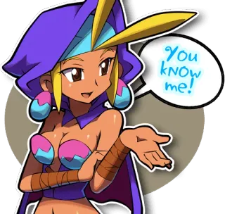 🙂 Shantae You know me! shantae, halb-genie, charakter, videospiel, lila whatsapp sticker