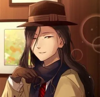 🎩 Mann, Hut, Schal, Anime, Cartoon, Figur, Porträt whatsapp sticker