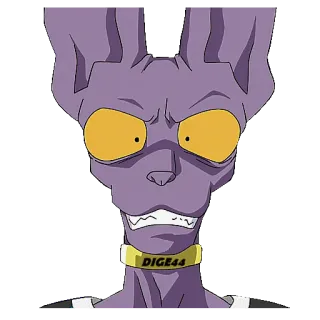 😣 Beerus Dragon Ball DIGE44 比鲁斯, 龙珠, 动漫, 猫, 破坏神, 紫色, 生气 telegram sticker