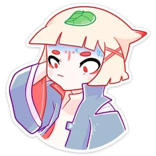 🤔 Anime, Personaggio, Foglia, Carino, Adesivo, Kawaii whatsapp sticker