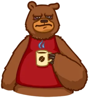 ☕ urso, café, animal, xícara, desenho animado, manhã telegram sticker