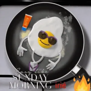 🍳 Easy like
SUNDAY MORNING irie uovo, domenica mattina, cibo, cucina, irie, cartone animato whatsapp sticker