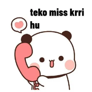 😢 teko miss krri hu panda, love, cute, cartoon, miss you, phone, heart whatsapp sticker