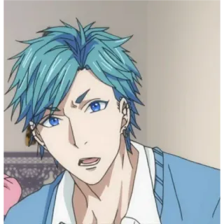 😮 anime, mangá, cabelo azul, personagem masculino telegram sticker