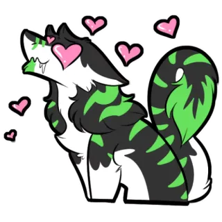 💕 animal, wolf, cartoon, love, heart, cute whatsapp sticker