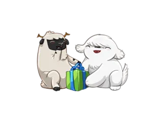 🎁 schaap, hond, cadeau, schattig, dier, cartoon telegram sticker