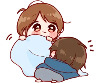 🤭 Cartone animato, Carino, Kawaii, Coperta, Coppia telegram sticker