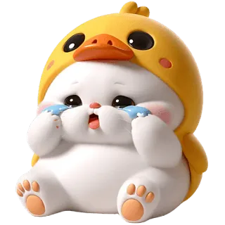 😢 słodki, kawaii, zwierzę, królik, kaczka, płacz, naklejka telegram sticker