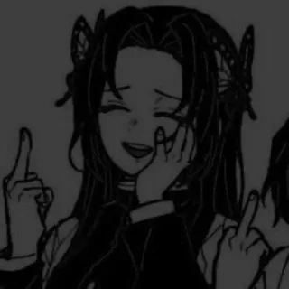 😊 Anime, Dedo corazón, Ofensivo, Gesto, Dibujo animado, Blanco y negro telegram sticker