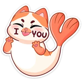 😍 I <3 YOU Katze, Garnele, süß, Liebe, Valentinstag, Gruß, lustig telegram sticker