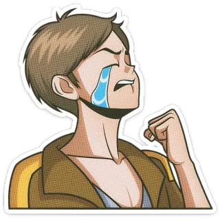🌟 哭泣, 悲伤, 难过, 眼泪, 情感, 男性, 卡通, 插图 telegram sticker