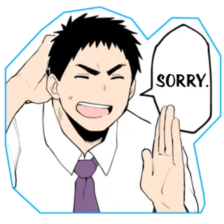 🙏 SORRY. scusa, dispiace, personaggio, espressione, manga, anime whatsapp sticker