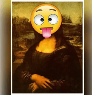 😙 Mona Lisa emoji, divertido, mona lisa, arte, meme whatsapp sticker