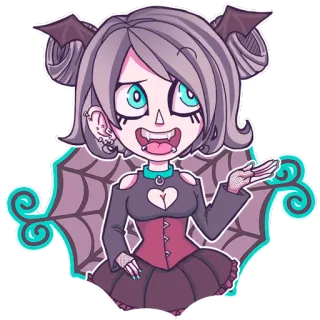 😅 만화, 뱀파이어, 고스, 소녀, 송곳니, 거미줄, 귀여운 telegram sticker