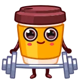 🏋‍♀️ kopi, angkat besi, kebugaran, gym, kartun, lucu telegram sticker