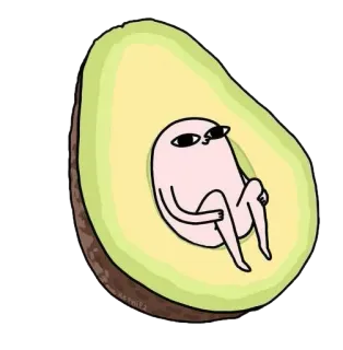 🥑 อะโวคาโด, การ์ตูน, คาวาอิ, น่ารัก, สติกเกอร์, ผลไม้ telegram sticker