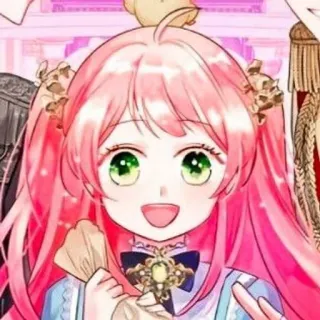 🍉 anime girl, pink hair, cute, manga, cartoon, smiling, girl telegram sticker