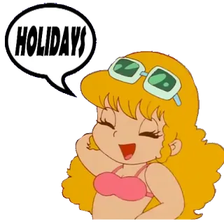 ⛱ HOLIDAYS vacaciones, dibujos animados, chica, verano, gafas de sol, playa, vacaciones telegram sticker