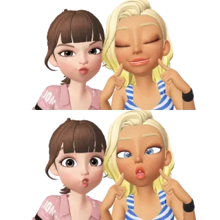 🤪 desenho animado, avatar, diversão, amizade, retrato, meninas whatsapp sticker