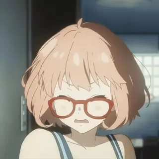 🍧 Mirai Kuriyama Kyoukai no Kanata anime, girl, glasses, kawaii, cute whatsapp sticker