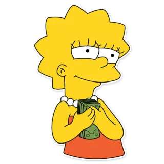 💰 Lisa Simpson The Simpsons Lisa Simpson, Los Simpson, dinero, dibujos animados, personaje whatsapp sticker