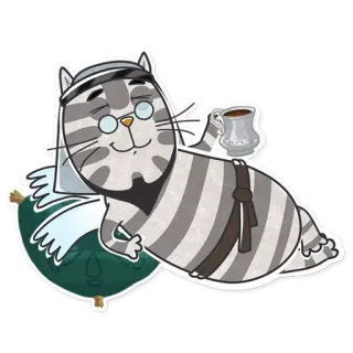 ☕ gato, almofada, café, relaxamento, sesta, óculos telegram sticker