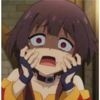 😧 Megumin Konosuba anime, megumin, konosuba, asustado, preocupado, impactado whatsapp sticker
