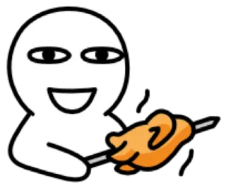 😀 strichmännchen, cartoon, huhn, essen, spieß telegram sticker