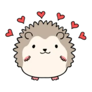 😊 erizo, corazones, lindo, animal, pegatina telegram sticker