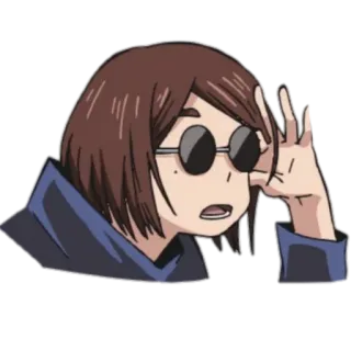 ➖ Anime, Dibujo animado, Personaje, Gafas, Femenino, Mujer whatsapp sticker