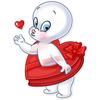 😘 Casper Cartoon, Geist, Herz, Valentinstag, Liebe, Niedlich, Freundlich telegram sticker