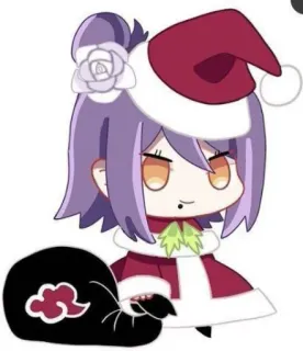 🎅 Konan Naruto Anime, Personnage, Konan, Naruto, Noël, Bonnet de Père Noël, Nuage, Akatsuki whatsapp sticker