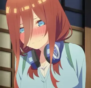 😵‍💫 Miku Nakano The Quintessential Quintuplets anime, girl, blush, headphones telegram sticker