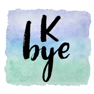 😚 IK bye text, aquarell, tschüss, ausdruck, phrase whatsapp sticker