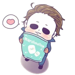 🍥 Michael Myers Halloween marshmallow ホラー, ハロウィン, マシュマロ, かわいい, キラー, モンスター telegram sticker