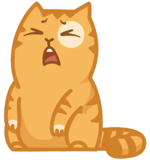 😨 kat, walging, ziek, oranje, cartoon, dier whatsapp sticker