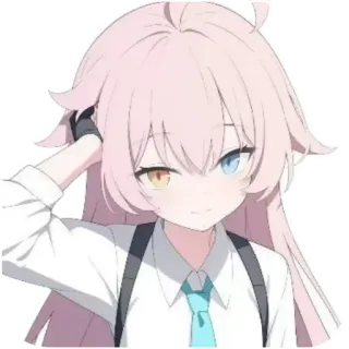 🥰 アニメ, 女の子, ピンク髪, オッドアイ, 制服, 可愛い telegram sticker