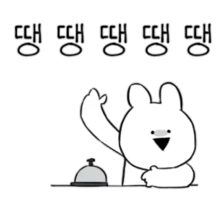 😐 땡 lindo, conejo, campana, sonando, dibujos animados telegram sticker