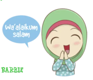 👋 Wa'alaikum salam приветствие, исламский, хиджаб, милый, мультфильм, девочка telegram sticker