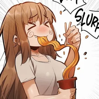 🌒 SLURP anime, girl, noodles, eating, slurping, food telegram sticker