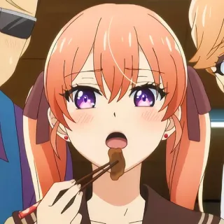 🙂 anime, eating, food, chopsticks, girl, animation telegram sticker